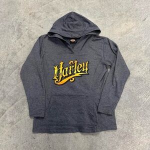 Harley-Davidson Charcoal Hoodie with Yellow Script